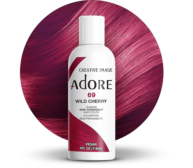 Adore Semi Permanent Hair Color (069 Wild Cherry) | Vegan & Cruelty-Free Red Hair Dye | No Ammonia, No Peroxide, No Alcohol | 4 Fl Oz