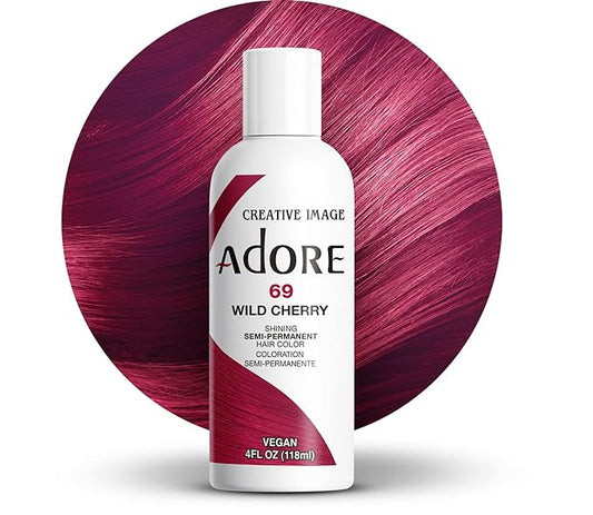 Adore Semi Permanent Hair Color (069 Wild Cherry) | Vegan & Cruelty-Free Red Hair Dye | No Ammonia, No Peroxide, No Alcohol | 4 Fl Oz