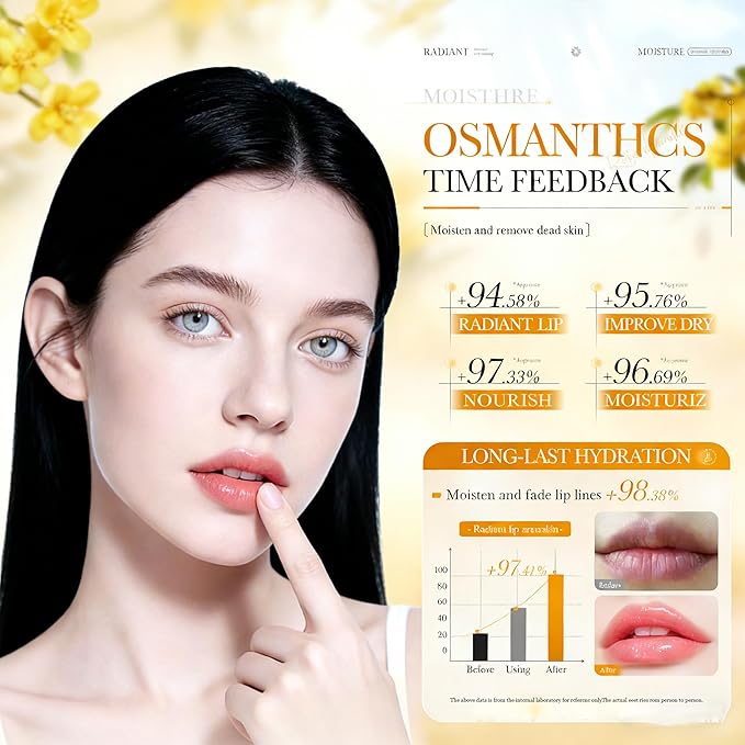 AKARY 10PCS Moisturizing Lip Mask, Osmanthus Nourish & Tender Lip Patches for Spa Daily Labial Masks Skincare Hydrating to Reduce Wrinkles Dryness, Reduce Lips Wrinkles, Radiant Chapped Lips (10)