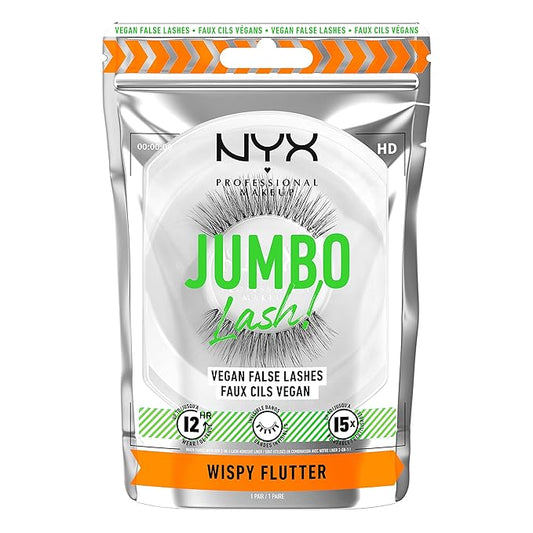 NYX PROFESSIONAL MAKEUP Jumbo Lash! Vegan False Eyelashes, Up to 12HR Wear, Reusable Fake Lashes - Wispy Flutter