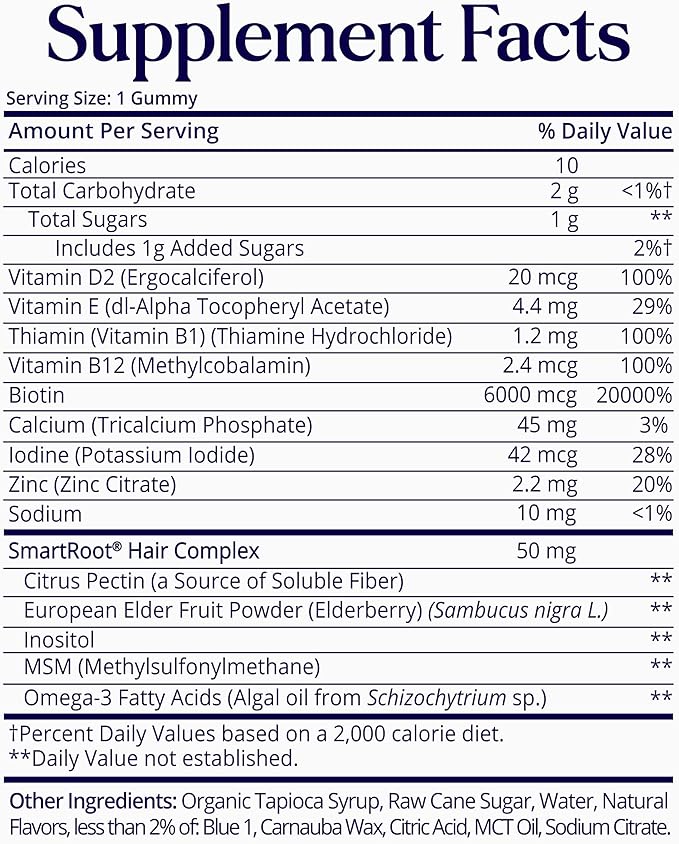 SugarBearPro Hair Vitamin Gummy 35 Day Supply, Extra Strength Biotin 6000mcg for Hair Growth, Vegan Vitamin B12, MSM, Inositol, Omega 3, Elderberry, Certified Kosher, Halal, Cruelty-Free
