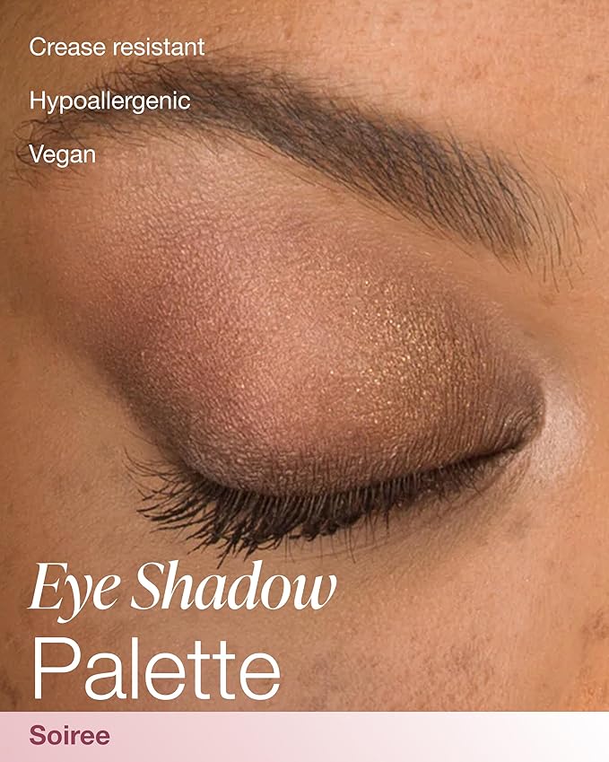 Mineral Fusion Eyeshadow Palette | Vegan Eye Makeup with Matte, Satin, and Shimmer Finishes | Natural, Lightweight Formula (Soiree)