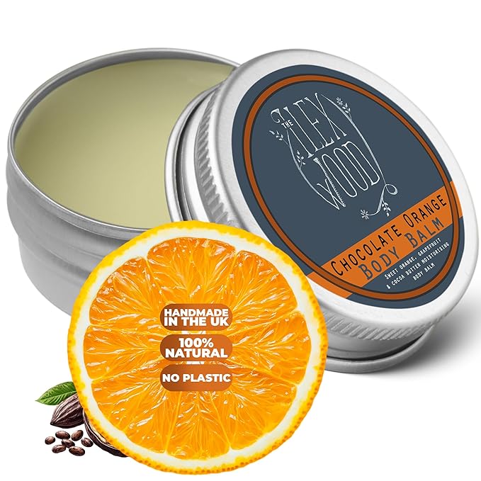 The Ilex Wood - Chocolate Orange Body Balm. Orange and Cocoa Butter Vegan Body Balm. 100% Natural Moisturising Body Butter Cream. - 250ml (8.45 fl oz)