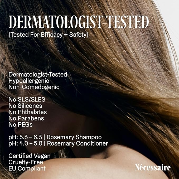 Nécessaire Rosemary Hair Duo | Multi-Protein Strengthening Rosemary Shampoo and Conditioner Set For Thinning Hair. For Women + Men. Free Of Sulfates. Color-Safe. 250 ml / 8.4 oz