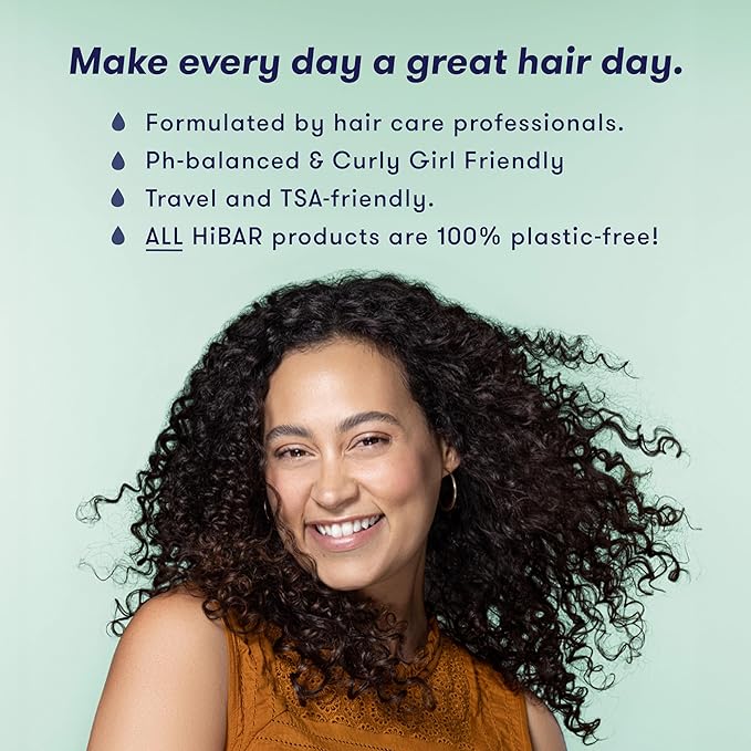 HiBAR - Curl Conditioner Bar - For Curly Hair - Define & Seal in Moisture - With Babassu & Pracaxi Butter & Rice Protein - Plastic-Free - Soap, Paraben & Sulfate-Free - Color Safe & Vegan -1 Solid Bar