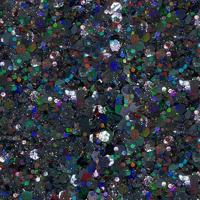 Black Face & Body Glitter - Chunky Glitter - Uses Include: Holidays, Cheerleading, Festival, Rave, Hair, Makeup, Face, Body, Nails, Resin, Arts & Crafts, Resin, Tumblers, Bath Bombs