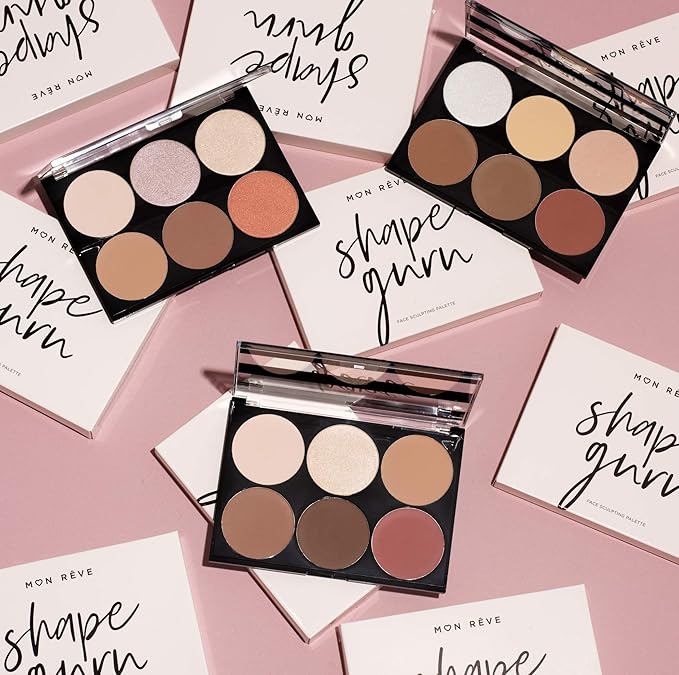 Mon Rêve 3-in-1 Contour Palette Powder – Highlighter, Blush & Contour Makeup Palette – Parabens-Free & Vegan Mineral Makeup Face Sculpting Kit for Light & Dark (01 Light)
