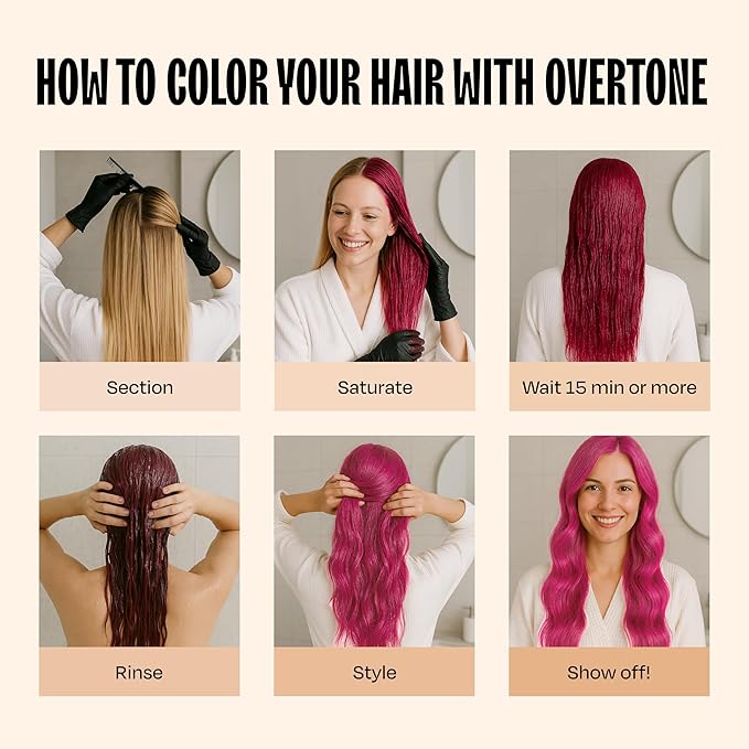 Overtone Color Depositing Conditioner - 8 oz Semi Permanent Hair Color with Shea Butter & Coconut Oil - Vegan, Cruelty-Free - Extreme Magenta