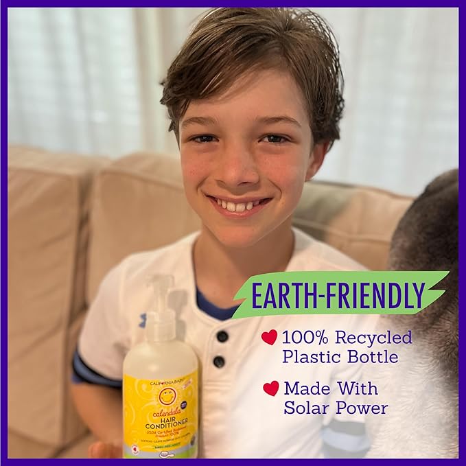 California Baby Calendula Hair Conditioner | 100% Plant-Based Kids Conditioner | Rinse-out or Leave in Conditioner | Lavender Scent | 251 mL / 8.5 oz