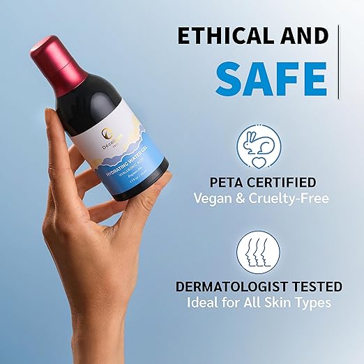 Decollage Hydrating Water Gel Travel Size Moisturizer 1.7 fl oz for Smooth and Glowing Skin with Hyaluronic Acid, Ceramide NP Fragrance Free, Oil Free, PETA Certified Vegan Skincare