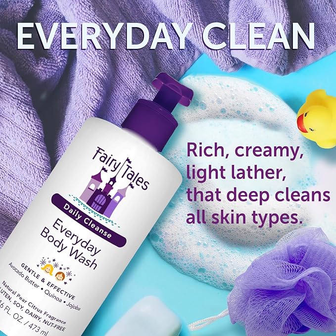 Fairy Tales Daily Cleanse Kids Body Wash | Kids Soap With Gentle, Clean Natural Ingredients | Sulfate Free, Silicone Free, Body Wash for Boys and Girls - 16 oz.
