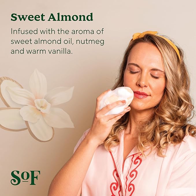 SoF Triple Milled Bar Soap - With Coconut Oil & Organic Shea Butter- Vegan & Non GMO- Free From Phthalates, Sulfates & Parabens- Sweet Almond - 6 oz Bar 6 Bars