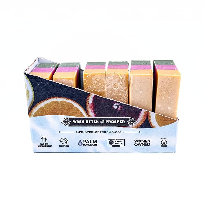 Spinster Sisters Gardeners Citrus Scrub Bar Soap – 6 Pack, All Natural, Moisturizing, Spa Aroma, Eco-Friendly, Refreshing Scent, Vegan, Sulfate Free, Zero Waste Packaging