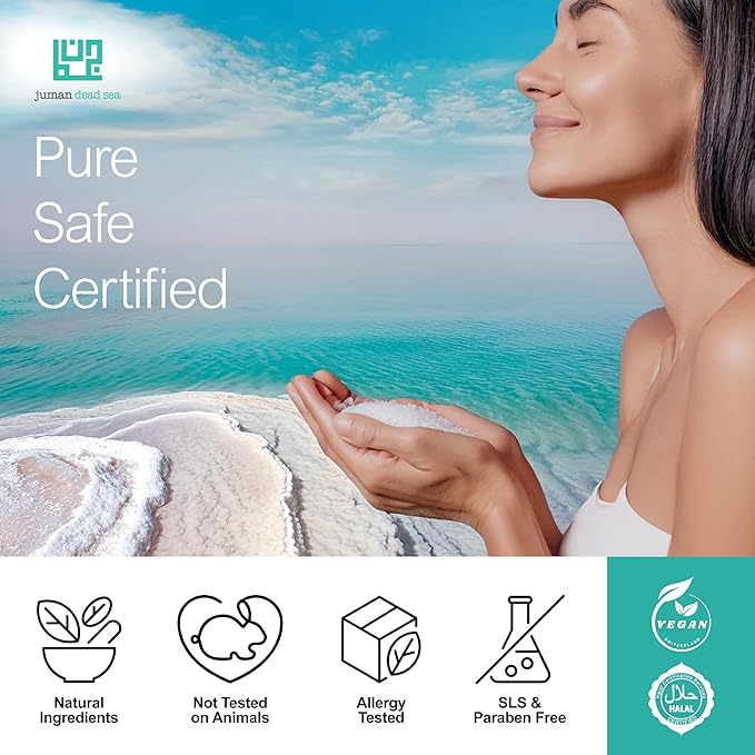 Juman Dead Sea Salt Body Scrub | Infused with Aloe Vera Essential Oil & Cocoa Butter | Acia Berry Scrub | Removes Dead Skin Cells and Rejuvenate Dull Skin | SlS & Paraben Free | Vegan | 11.46 Oz