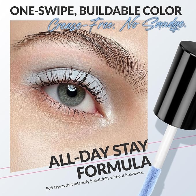 BEPHOLAN Blue Liquid Eyeshadow With Subtle Shimmer.Waterproof,Long-Lasting, Neutral Naked Smooth Creamy Eyeshadow Lightweight(Santorini 01#)