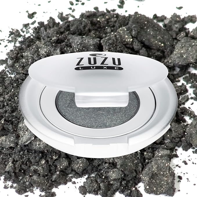Zuzu Luxe Mineral Eyeshadow (Gem - Charcoal Black/Gold Shimmer), Richly pigmented, velvety smooth formula. Natural, Paraben Free, Vegan, Gluten-free, Cruelty-free, Non GMO, 0.07 oz,