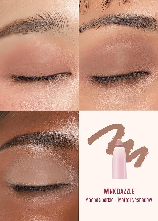 Kaja Eyeshadow - Wink Dazzle 06 Mocha Sparkle (Matte) | Glitter, Smudge Proof, Creamy Formula, Vegan, Cruelty-Free, Creamy, Blendable, High Pigmentation Shimmer Stick, Long Lasting, Waterproof