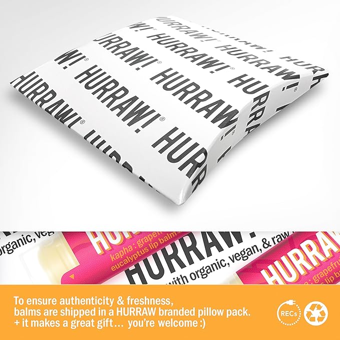 Hurraw! Grapefruit, Ginger, Eucalyptus (Kapha) Lip Balm, 3 Pack: Organic, Certified Vegan, Cruelty and Gluten Free. Non-GMO, 100% Natural Ingredients. Bee, Shea, Soy and Palm Free. Made in USA