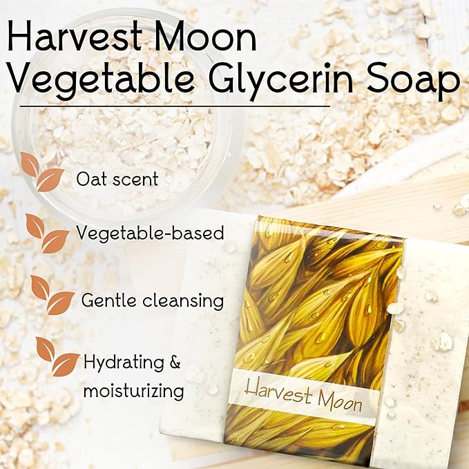 Glycerin Bar Soap Harvest Moon Scent - Natural, Vegan-Friendly, Hypoallergenic - Moisturizing and Hydrating with 100% Vegetable Glycerin - Sulfate-Free, Paraben-Free, Chemical-Free - 4.5 oz