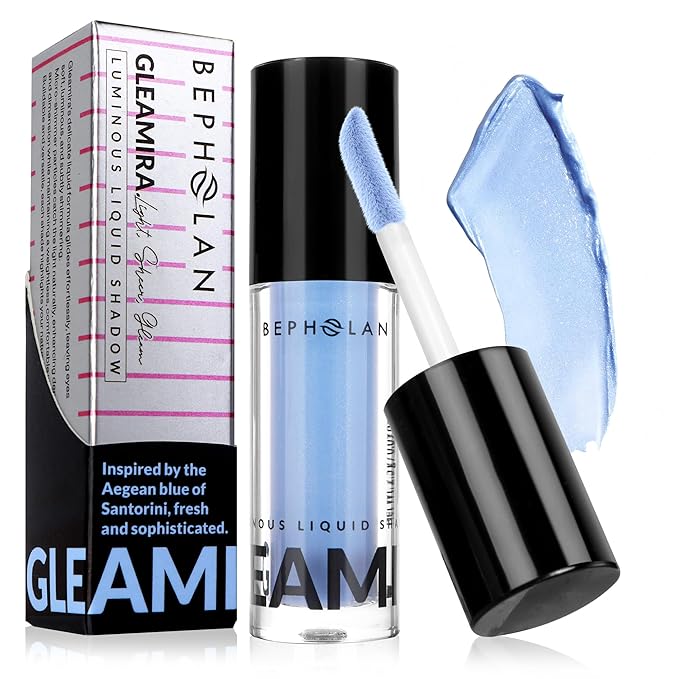 BEPHOLAN Blue Liquid Eyeshadow With Subtle Shimmer.Waterproof,Long-Lasting, Neutral Naked Smooth Creamy Eyeshadow Lightweight(Santorini 01#)