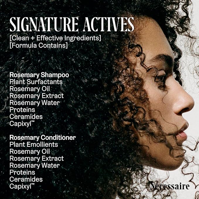 Nécessaire Rosemary Hair Duo | Multi-Protein Strengthening Rosemary Shampoo and Conditioner Set For Thinning Hair. For Women + Men. Free Of Sulfates. Color-Safe. 250 ml / 8.4 oz