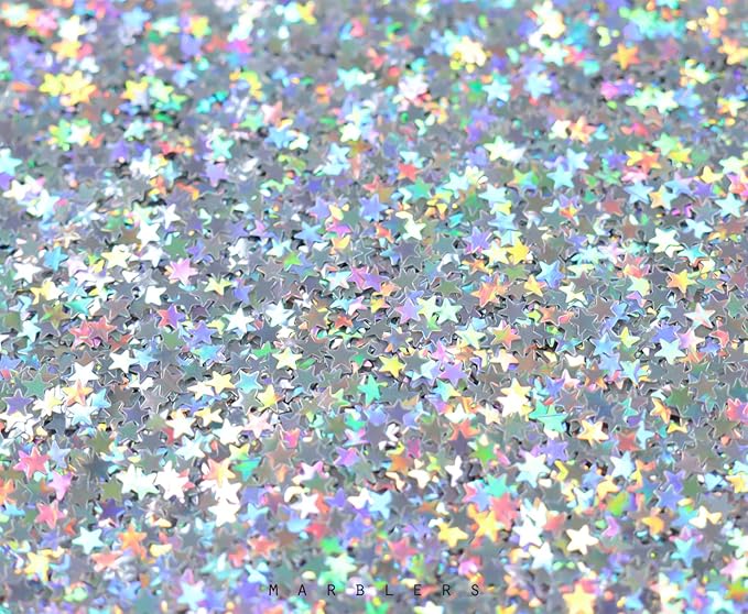 MARBLERS [Star] Shape Glitter for Body & Face 0.11oz (3g) | Flake | Non-Toxic | Vegan | Cruelty-Free | Eyeshadow, Nail Polish, Nail Art | Festival, Rave & Party Makeup | Body & Face