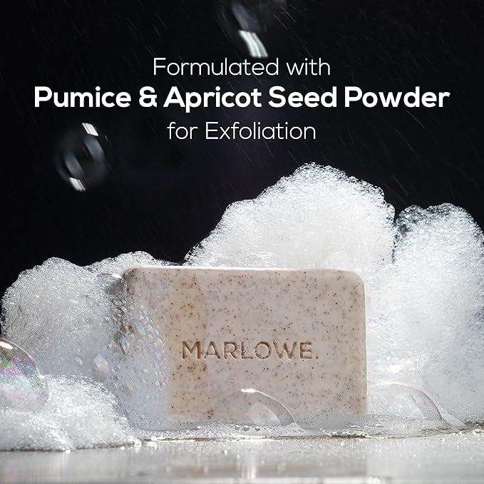 MARLOWE. No. 102 Body Scrub Soap 7 oz (6 Bars), Cedarwood & Sea Salt, Exfoliating Soap Bar with Shea Butter, Olive Oil & Green Tea Extracts, Cleanses, Smooths & Revitalizes Skin, Fresh & Zesty Scent