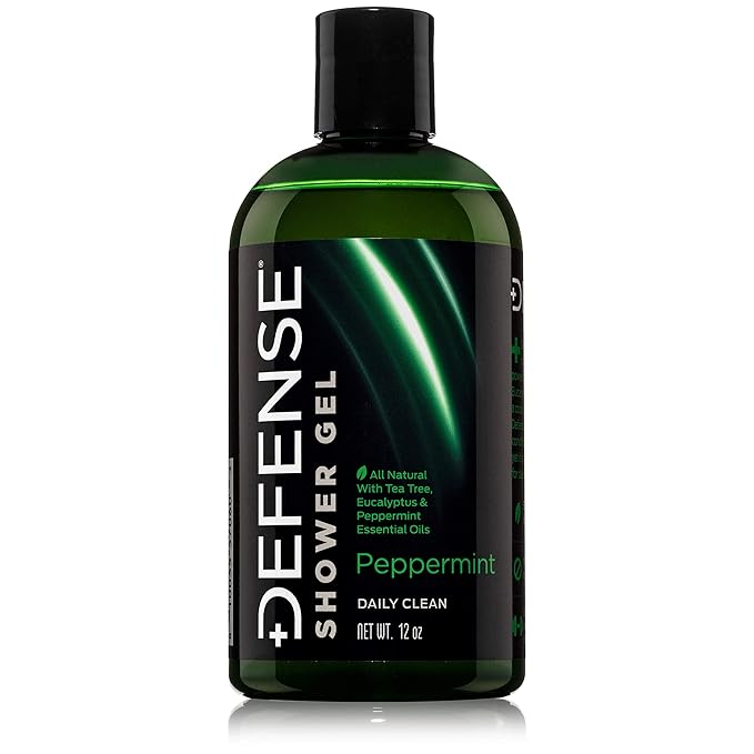 Defense Soap Peppermint Tea Tree Body Wash | All Natural Organic Shower Soap for Athletes | Odor Control & Skin Fungal Protection for Sports, Post Workout & Recovery - 12 oz