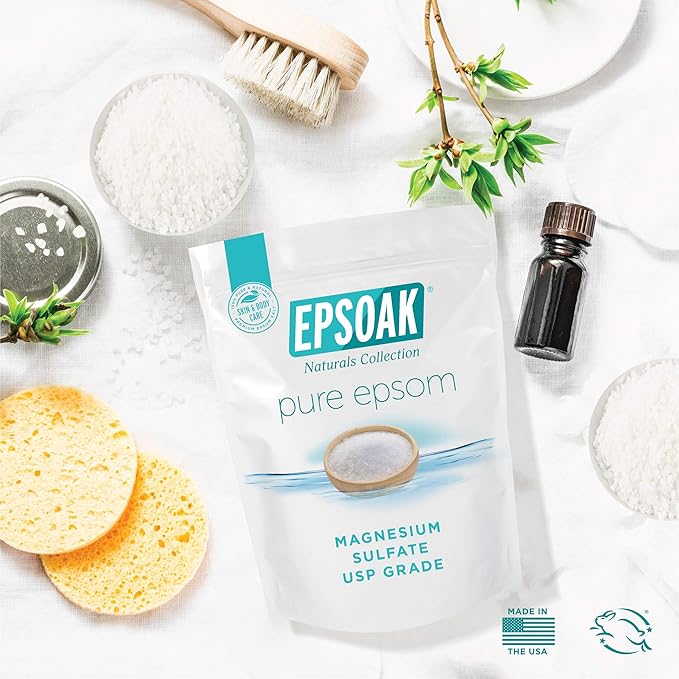 Epsoak Epsom Salt 38 lb. Magnesium Sulfate USP. (Qty. 2 x 19 lb. Bags) Resealable Epsom Salt Bag Unscented, Made in The USA, Cruelty-Free Certified