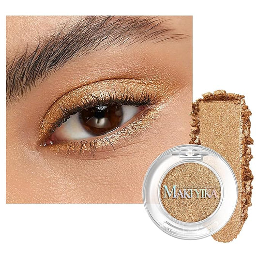 MAKI YIKA Gold Crème Eyeshadow Single, Shimmer Dark Bronze Cream Eye Shadow palette for Women, Color Stay Long Lasting Waterproof Eye Makeup Monochrome Eyeshadows,#19