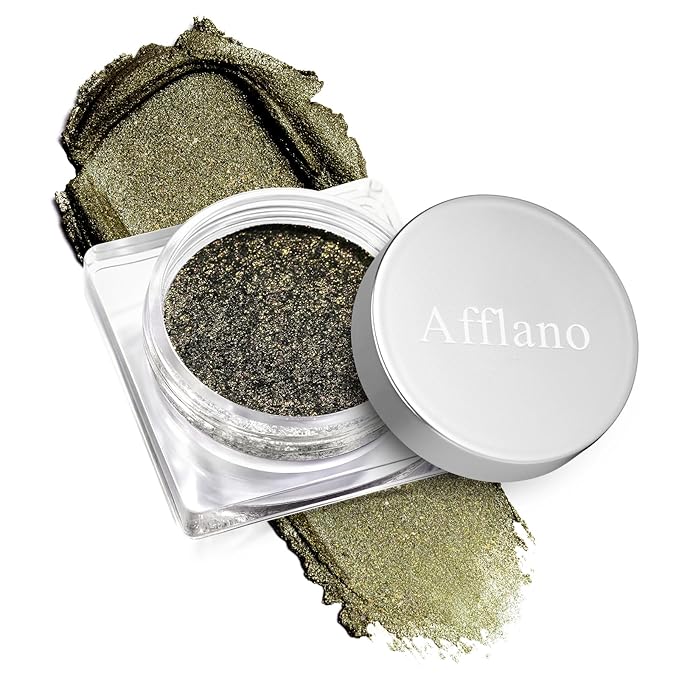 DE'LANCI Olive Green Cream Eyeshadow Shimmer, Long Lasting Highly Pigmented Metallic Green Eye Makeup, Silky Smooth Formula Easy Application Glitter Cream Emerald Eyeshadow for Older Women 01#