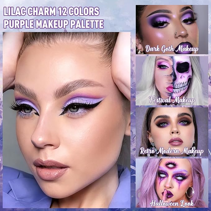 Purple Eyeshadow Palette, Pigmented Matte Shimmer Lavender Lilac Eye Shadow Pallet for Green Eyes,Bright Long Lasting Metallic Multichrome Violet Pink Makeup Pallet for Daily,Smoky,Carnival, Blendable