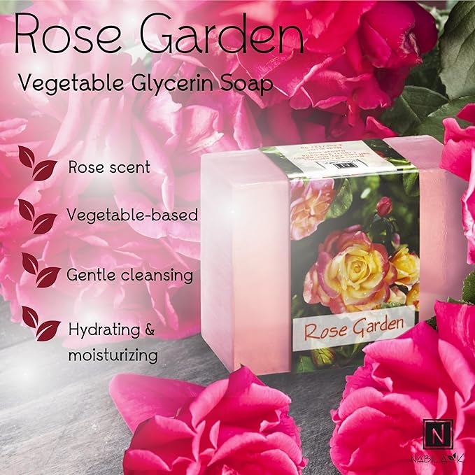 Glycerin Bar Soap Rose Garden Scent - Natural, Vegan-Friendly, Hypoallergenic - Moisturizing and Hydrating with 100% Vegetable Glycerin - Sulfate-Free, Paraben-Free, Chemical-Free - 4.5 oz