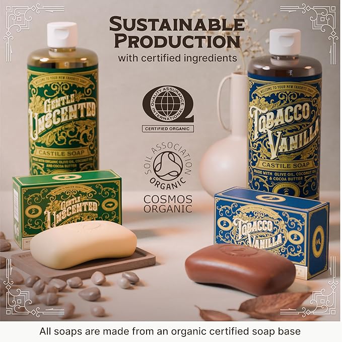 Carolina Castile Soap Vegan Castile Bar Soap – Variety Pack of Natural Soap for Men, Women, and Kids – Gentle, Hydrating Castile Bars with Organic Cocoa Butter and Olive Oil, 5 Oz. Each