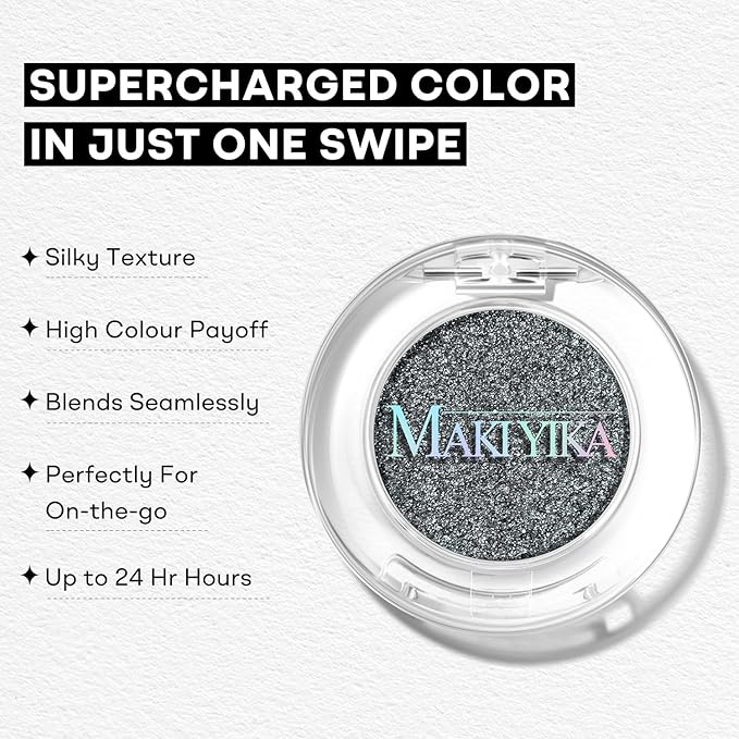 MAKI YIKA Spark Black Crème Eyeshadow Single, Shimmer Dark Cream Eye Shadow palette for Women, Color Stay Long Lasting Waterproof Eye Makeup Monochrome Eyeshadows,#22