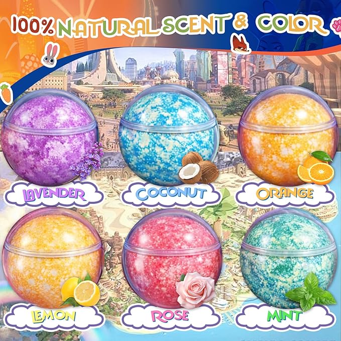 Bath Bombs for Kids: Zoo City Dig a Bath Bombs with Toys Inside, Organic Bath Bomb Rich in Natural Essential Oils, Kids Bath Bomb Set for Dry Skin Moisturize, Easter Basket Stuffers for Kids (6 Pcs)