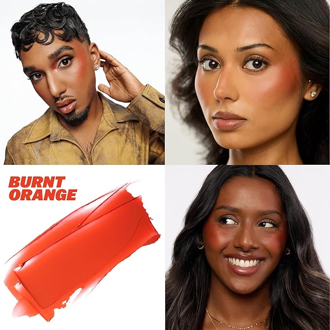 BASMA Beauty Cream Blush for Cheeks, Buildable Non-Sticky Cream Blush Makeup, Long-Lasting Cheek and Lip Tint with Vitamin E, Aloe Vera & Rosemary Extract, Gluten-Free Vegan (Burnt Orange)
