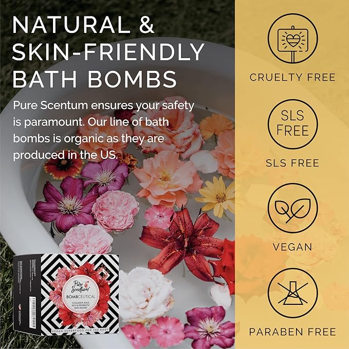 Bombceutical - Bath Bombs for Women - Soothes Acne, Dermatitis, and Eczema - Relaxing Bath Bomb Gift Set for Women with Kale, Kelp, Collagen, and Probiotic to Nourish The Skin