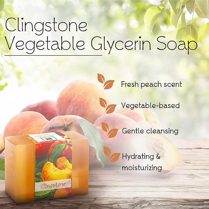 Glycerin Bar Soap Clingstone Scent - Natural, Vegan-Friendly, Hypoallergenic - Moisturizing and Hydrating with 100% Vegetable Glycerin - Sulfate-Free, Paraben-Free, Chemical-Free - 4.5 oz