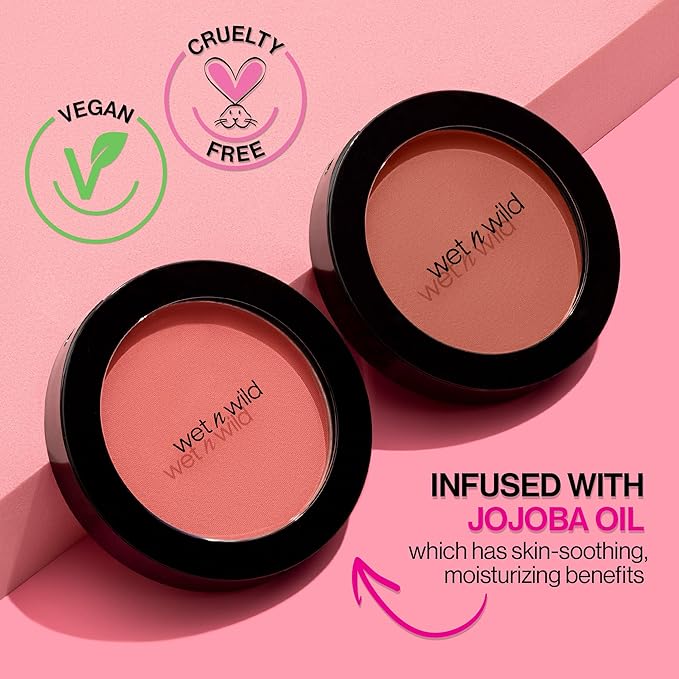 wet n wild Color Icon Blush, Effortless Matte Natural Sheer Glow & Seamless Blend, Luxuriously Infused Smooth Jojoba Oil, Cruelty-Free & Vegan - Pearlescent Pink(Packaged)