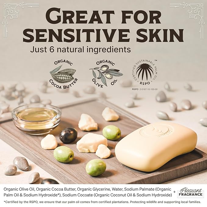 Carolina Castile Soap Vegan Castile Bar Soap – Variety Pack of Natural Soap for Men, Women, and Kids – Gentle, Hydrating Castile Bars with Organic Cocoa Butter and Olive Oil, 5 Oz. Each