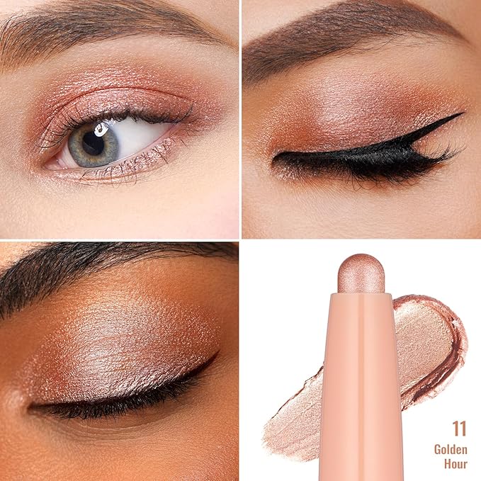 Oulac Champagne Nude Eyeshadow Stick – Twist-Up Pencil, Creamy Blendable Texture, Vegan & Cruelty-Free Eye Makeup, 1.25g, 11 Golden Hour