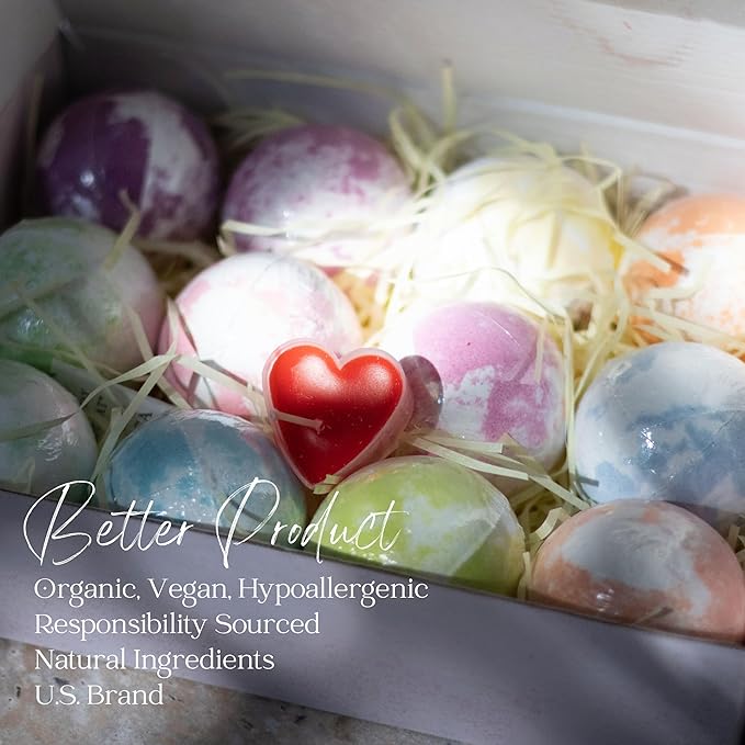 EvolutionUSA Mother’s Day Bath Bombs for Women – 12 Beautiful Bath Bombs for Mom, Thoughtful Mother’s Gift of Luxury & Relaxation, Gorgeous Bath Balls Set, Lush Aramotherpy Bathbombs, Gift Set Women