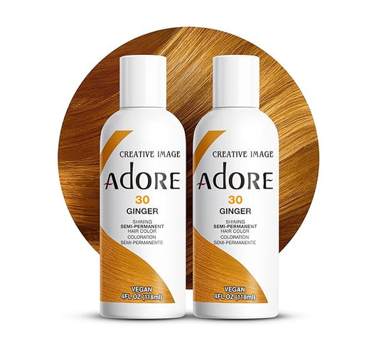 Adore Semi Permanent Hair Color (030 Ginger) (2 Pack) | Vegan & Cruelty-Free Orange Hair Dye | No Ammonia, No Peroxide, No Alcohol | 4 Fl Oz