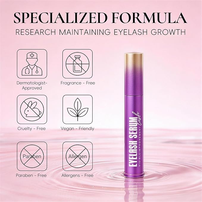 Eyelash Growth Serum with Advanced Formula to Boost Longer Fuller and Thicker Lashes and Eyebrows - Gentle & Vegan for Sensitive Eyes, Cruelty-Free