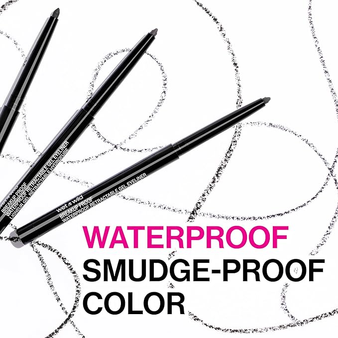 wet n wild Mega Last Breakup Proof Waterproof Retractable Gel Eyeliner - Ultra Pigmented 16-Hour Long Wear, Smudge Proof Satin Finish Formula, Cruelty-Free & Vegan - Dark Brown