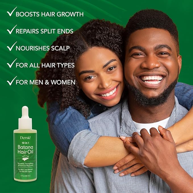 Hair Growth Oil with Batana and Rosemary: 10-in-1 Natural Hair Growth Treatment for Hair Loss, Damage & Thinning Hair - 10 Organic Vegan Oils for Men and Women of All Hair Types - 2 fl oz