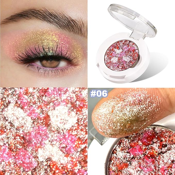 Chameleon Multichrome Eyeshadows,1 Pot=3 Shifting Colors, Single Eyeshadow Pot,Vegan Neon-Rainbow Shift,Pure Mineral Pigments, Long-Lasting Silk Glide,Smooth and Highly Pigmented shade