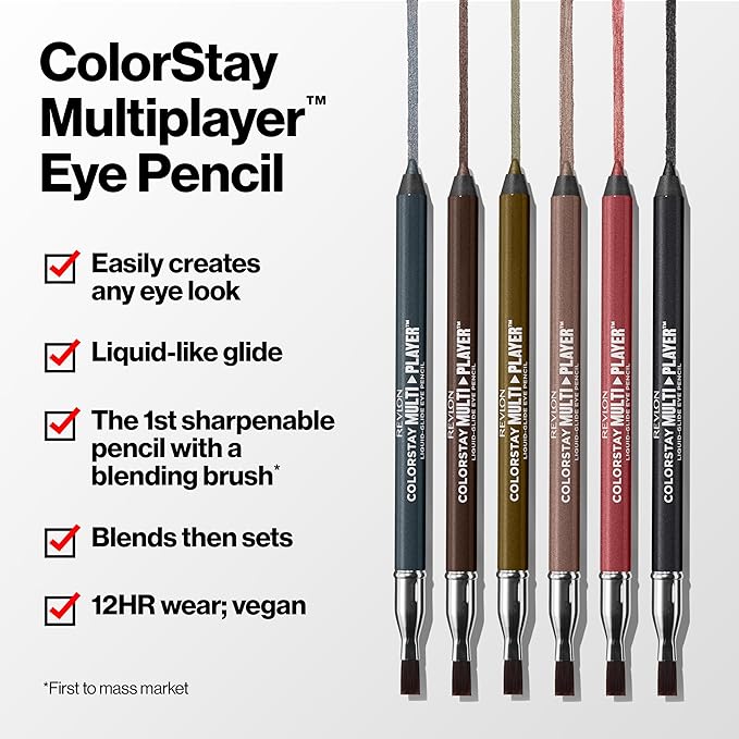 REVLON ColorStay Multiplayer Liquid-Glide Eye Pencil, Multi-Use Makeup With Blending Brush, Blends Then Sets, Creamy Texture, Waterproof, Smudge-proof, Longwearing, 404 Under the Radar, 0.03 Oz