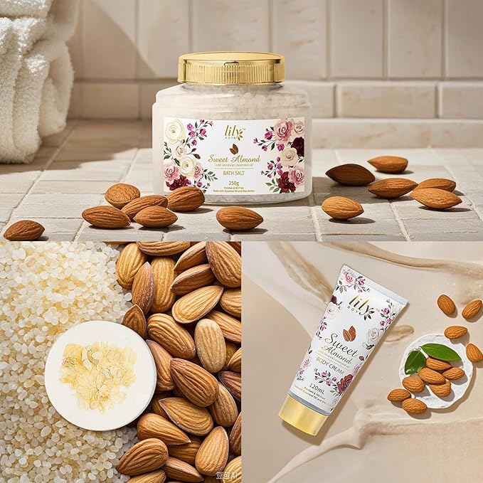 Mothers Day Gifts for Women 17-Piece Almond Luxury Spa Gift Set Bath and Body Gift Basket Set Care Kit with Shower Gel | Christmas, Valentines Day Gift for Mom, Birthday Gifts for Her, Wife, Mom